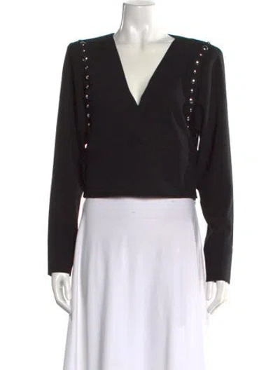 Pre-owned Iro V-neck Long Sleeve Blouse In Black