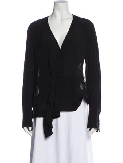 Pre-owned Iro V-neck Long Sleeve Blouse In Black