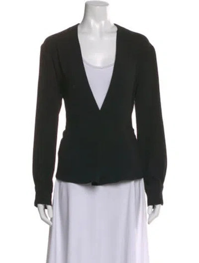 Pre-owned Iro V-neck Long Sleeve Blouse In Black