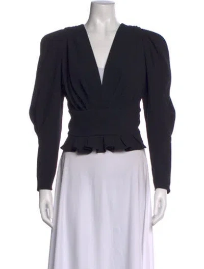 Pre-owned Iro V-neck Long Sleeve Blouse In Black