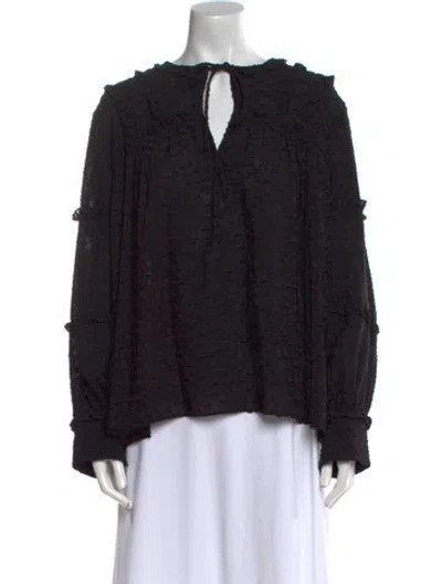 Pre-owned Iro V-neck Long Sleeve Blouse In Black