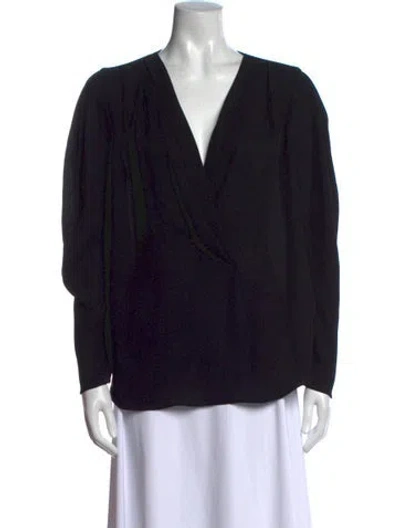 Pre-owned Iro V-neck Long Sleeve Blouse In Black