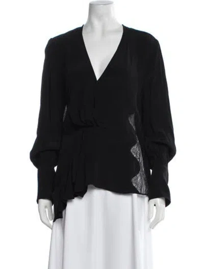 Pre-owned Iro V-neck Long Sleeve Blouse In Black