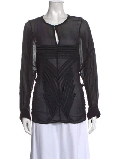 Pre-owned Iro V-neck Long Sleeve Blouse In Black