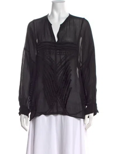 Pre-owned Iro V-neck Long Sleeve Blouse In Black