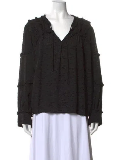 Pre-owned Iro V-neck Long Sleeve Blouse In Black