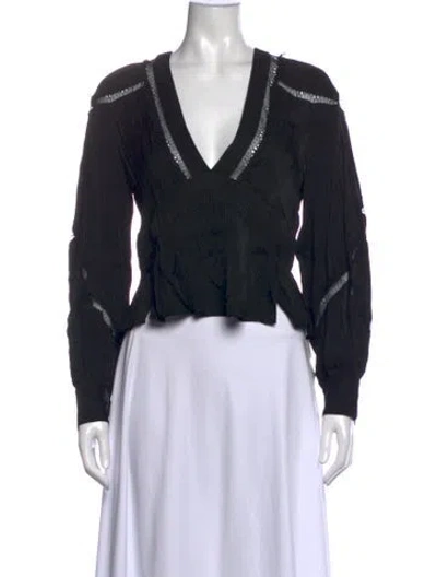Pre-owned Iro V-neck Long Sleeve Blouse In Black/neutrals