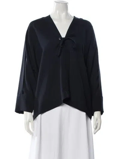 Pre-owned Iro V-neck Long Sleeve Blouse In Blue