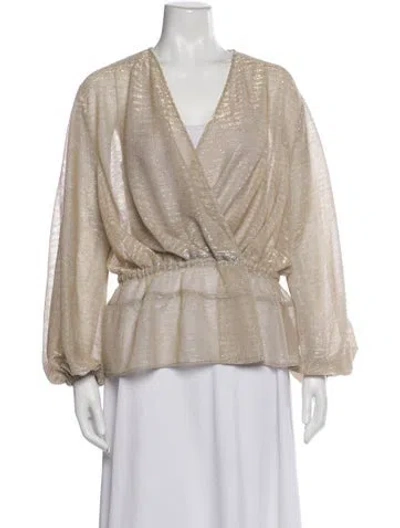 Pre-owned Iro V-neck Long Sleeve Blouse In Brown