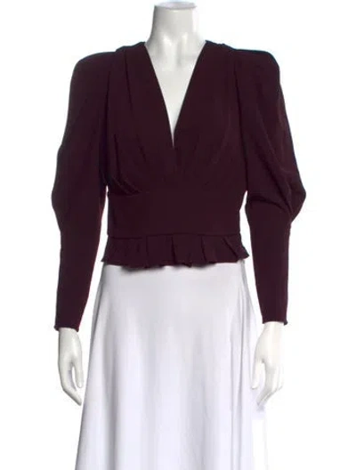 Pre-owned Iro V-neck Long Sleeve Blouse In Burgundy