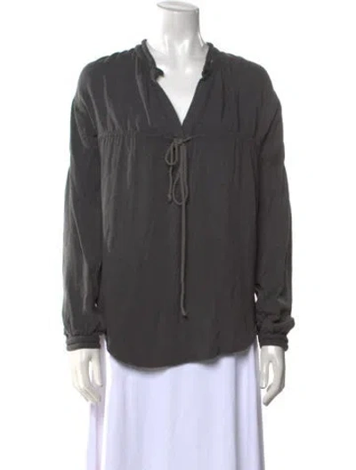 Pre-owned Iro V-neck Long Sleeve Blouse In Gray