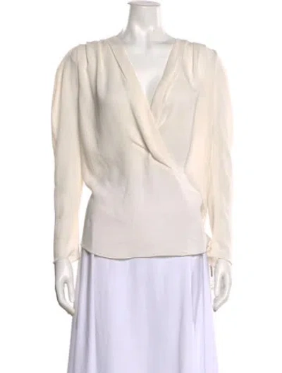 Pre-owned Iro V-neck Long Sleeve Blouse In Neutral