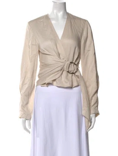 Pre-owned Iro V-neck Long Sleeve Blouse In Neutral