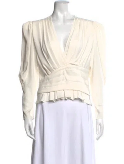 Pre-owned Iro V-neck Long Sleeve Blouse In Neutrals