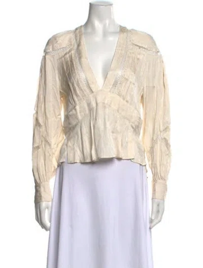 Pre-owned Iro V-neck Long Sleeve Blouse In Neutrals