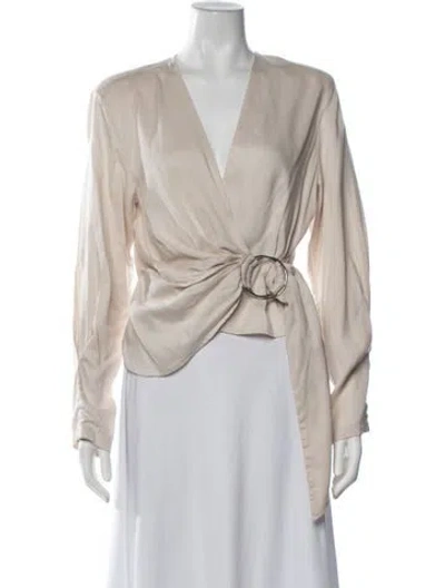 Pre-owned Iro V-neck Long Sleeve Blouse In Neutrals