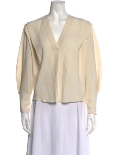 Pre-owned Iro V-neck Long Sleeve Blouse In Neutrals