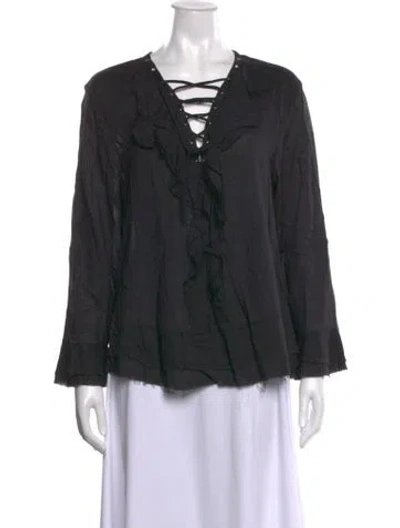 Pre-owned Iro V-neck Long Sleeve Blouse W/ Tags In Black