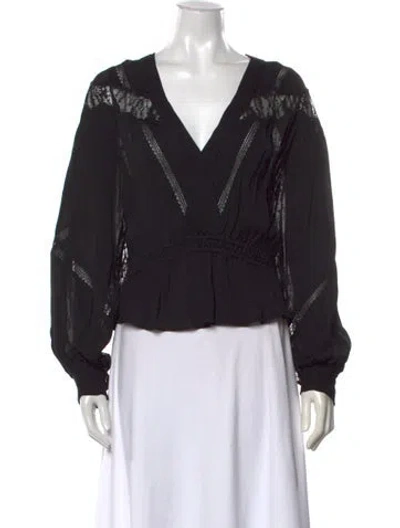 Pre-owned Iro V-neck Long Sleeve Blouse W/ Tags In Black