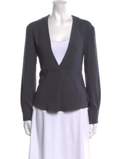 Pre-owned Iro V-neck Long Sleeve Blouse W/ Tags In Gray