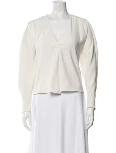 Pre-owned Iro V-neck Long Sleeve Blouse In White