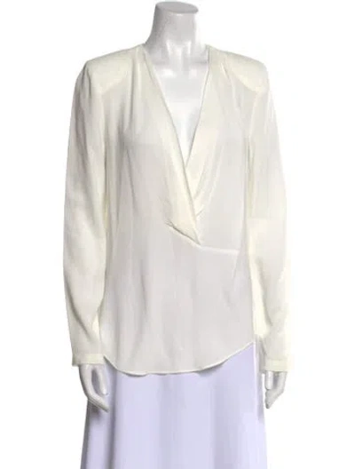 Pre-owned Iro V-neck Long Sleeve Blouse In White