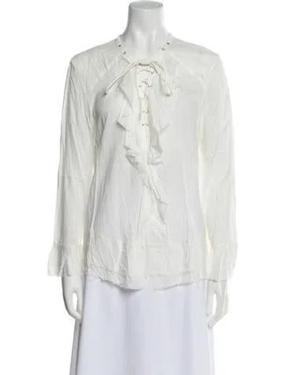Pre-owned Iro V-neck Long Sleeve Blouse In White
