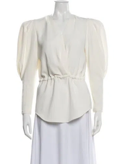 Pre-owned Iro V-neck Long Sleeve Blouse In White