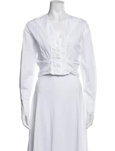 Pre-owned Iro V-neck Long Sleeve Blouse In White