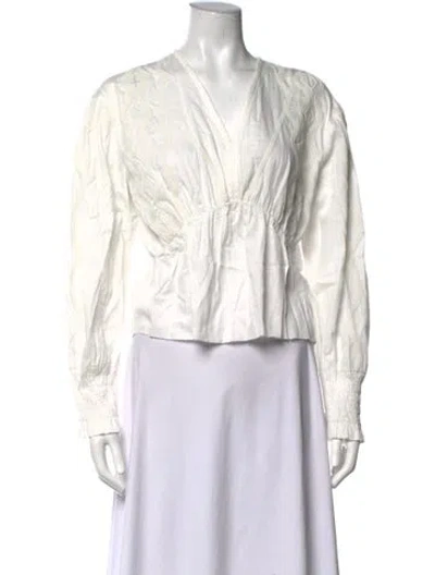 Pre-owned Iro V-neck Long Sleeve Blouse In White