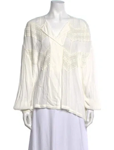 Pre-owned Iro V-neck Long Sleeve Blouse In White