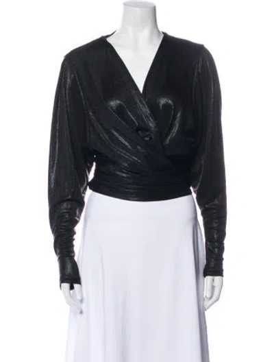 Pre-owned Iro V-neck Long Sleeve Crop Top In Black