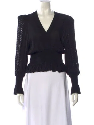 Pre-owned Iro V-neck Long Sleeve Crop Top In Black