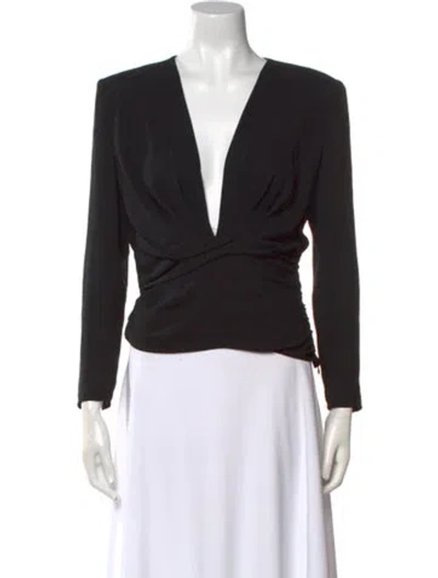 Pre-owned Iro V-neck Long Sleeve Crop Top In Black