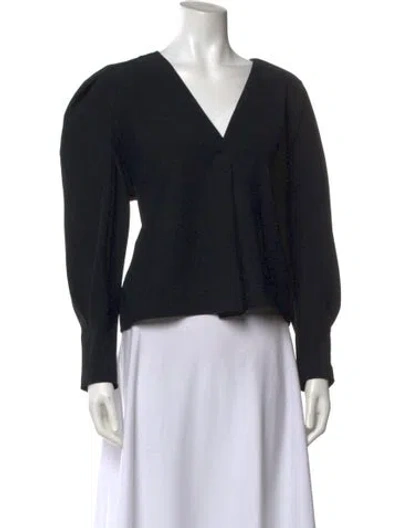 Pre-owned Iro V-neck Long Sleeve Crop Top In Black