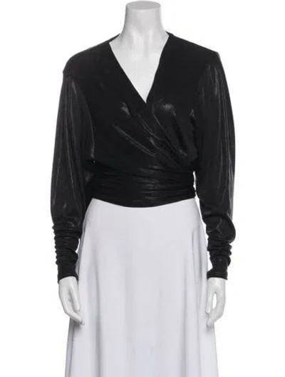 Pre-owned Iro V-neck Long Sleeve Crop Top In Blue