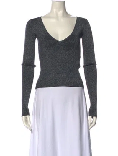 Pre-owned Iro V-neck Long Sleeve Crop Top In Gray