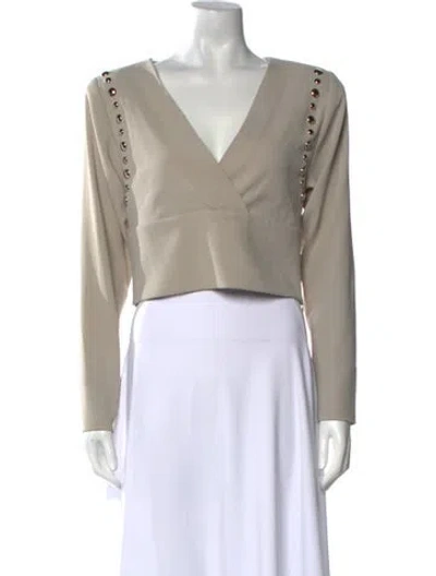 Pre-owned Iro V-neck Long Sleeve Crop Top In Neutral