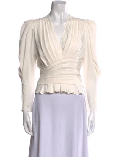 Pre-owned Iro V-neck Long Sleeve Crop Top In White