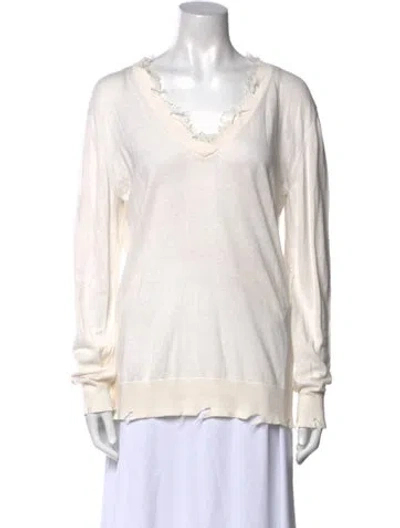 Pre-owned Iro V-neck Long Sleeve Sweatshirt In White
