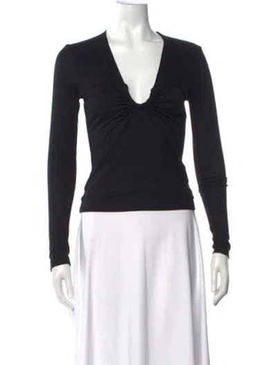 Pre-owned Iro V-neck Long Sleeve Top In Black