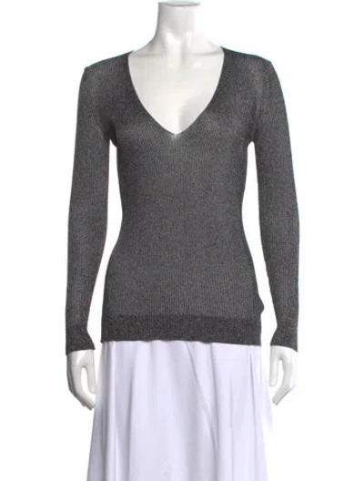 Pre-owned Iro V-neck Long Sleeve Top In Silver