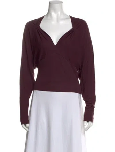 Pre-owned Iro V-neck Long Sleeve Top W/ Tags In Burgundy