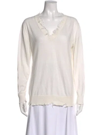 Pre-owned Iro V-neck Long Sleeve Top In White