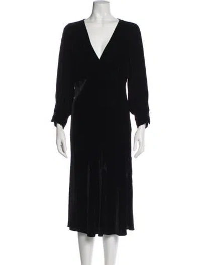 Pre-owned Iro V-neck Midi Length Dress In Black