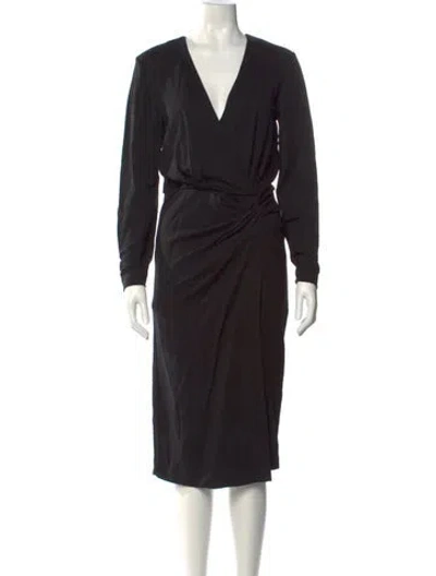 Pre-owned Iro V-neck Midi Length Dress In Black