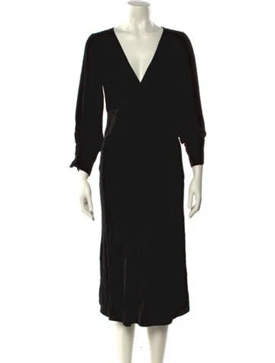 Pre-owned Iro V-neck Midi Length Dress In Black
