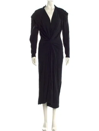 Pre-owned Iro V-neck Midi Length Dress In Black
