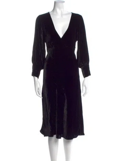 Pre-owned Iro V-neck Midi Length Dress In Black