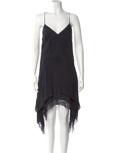 Pre-owned Iro V-neck Midi Length Dress In Black